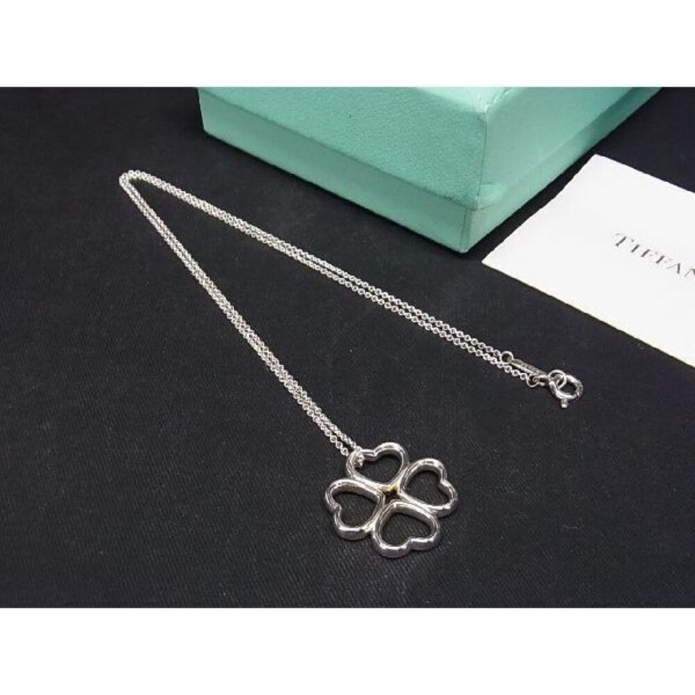 Tiffany Co Four Leaf Clover Necklace Pendant Accessory Silver